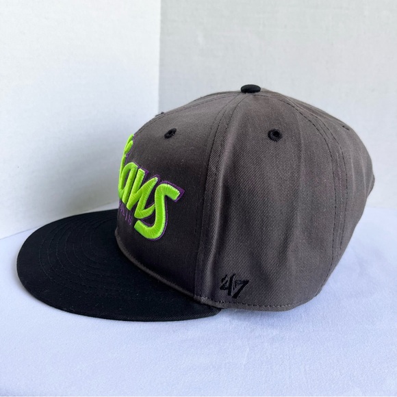 Indianapolis Indians 47 Brand MLB Gray Neon Green Embroidered Snapback Hat - Picture 8 of 15